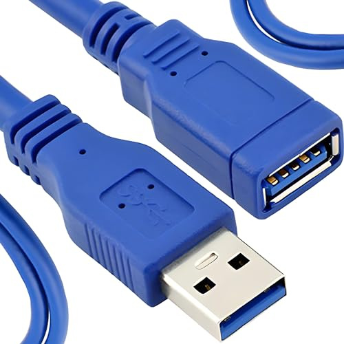 Retoo Câble d'extension USB 3.0 1,5 m avec câble de charge rapide et câble de données, câble de charge type A mâle vers femelle A et rétrocompatible avec USB 2.0 et 1.1 pour imprimante