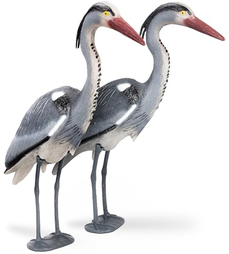 Gardigo® Deterrente Uccelli a Forma di Airone - 2 Pezzi | Protezione dagli Aironi per Laghetto da Giardino, Stagno | Allontana Uccelli | Paletto per il Fissaggio a Terra | Decorazione Giardino