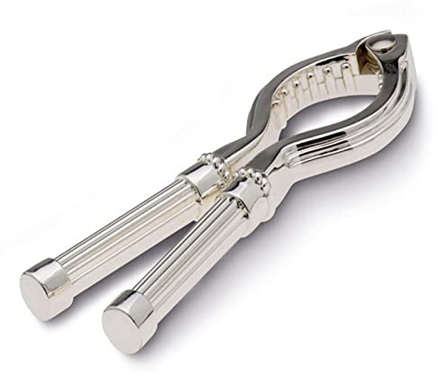 Champagnerzange versilbert - 13,5 cm Flaschenöffner aus Metall, anlaufgeschützt & glatt poliert mit Rillen - elegante Sektzange für sicheres Öffnen von Champagner, Barzubehör & Geschenkidee