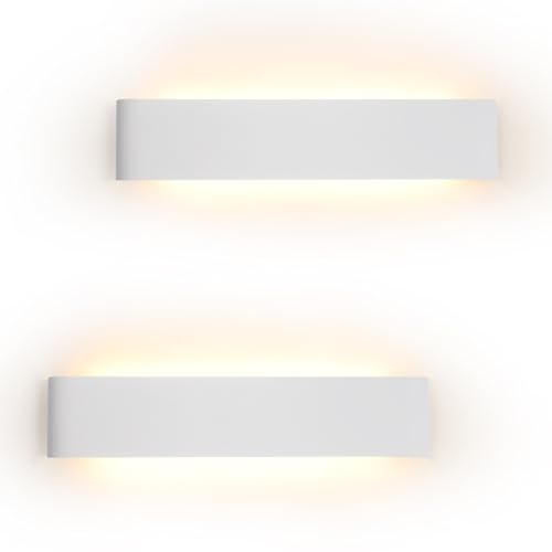 YCZM 2 Stück Wandleuchte Innen Modern Wandleuchte LED Innen 24W 41CM 2880LM Wandlampe Weiß Up und Down Wandbeleuchtung 3000K Warmweiß Wandleuchten IP44 Flurlampen für Wohnzimmer Schlafzimmer