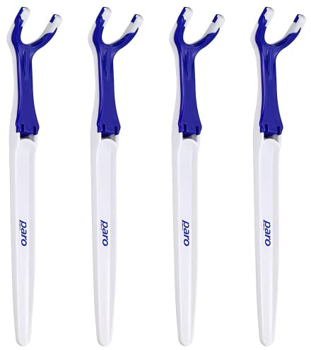 Paro Dental Floss Holder!! The Perfect Grip!! Easy Clean and Comfortable Way to Floss, Works Best with Paro Riser Floss. Pack of 4