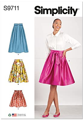Simplicity Schnittmuster-Set für Damen-Faltenröcke, Code S9711, Größen 37-36-36-38-40, mehrfarbig