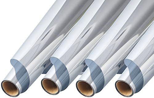 infactory Sichtschutzfolie: 4er-Set Isolier-Spiegelfolie, selbstklebend, Sicht-/UV-Schutz,60x200cm (Isolierfolie, Fensterfolie Spiegel Sichtschutz, Sonnenschutz)