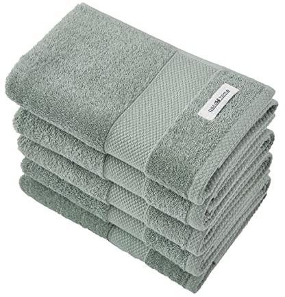 PandaHome Handtuch Set aus Baumwolle - 5 Handtücher - 100% Baumwolle Towel, Schnelltrocknend Weich Saugstark 500 g/m² (Grün)