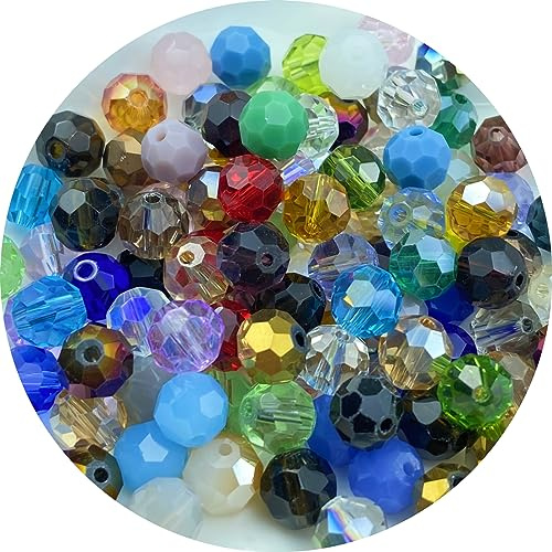 Xinhongo 200pcs 6mm Round Crystal Glass Beads Round Faceted Spacer Beads for Jewelry Making Bracelet Earring Necklace Wind Chimes Suncatchers DIY Craft Making Supplies(Mix Colors Series)