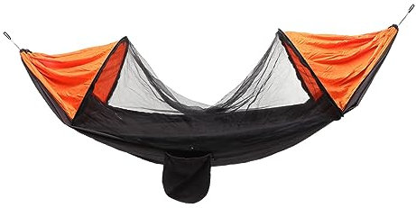 YARNOW 1stück Tragbare Hängematte Mit Moskitonetz Und Sonnenschutz Multifunktionales Zelt Für Outdoor-aktivitäten Schwarz Orange