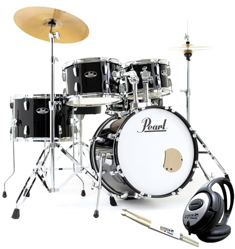 Pearl Roadshow RS585C C31 Jet-Black Schlagzeug + keepdrum Kopfhörer + 1 Paar Drumsticks