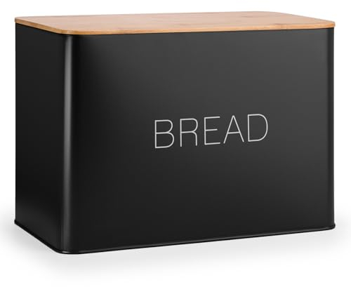 EHC Bread Bin, Bread Bins for Kitchen, Bread Tin, Large Bread Bin food Storage, Black