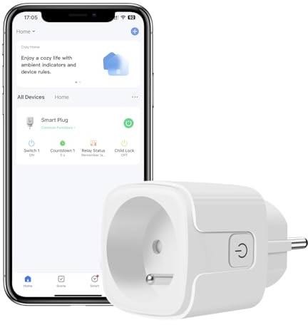 VIPMOON 16A - Toma conectada WiFi 100-240 V enchufes conectados e inteligentes para ventilador eléctrico/humidificador/aire acondicionado/cafetera. Compatible con Alexa/Google.Tipo E–2 pines (Francia)
