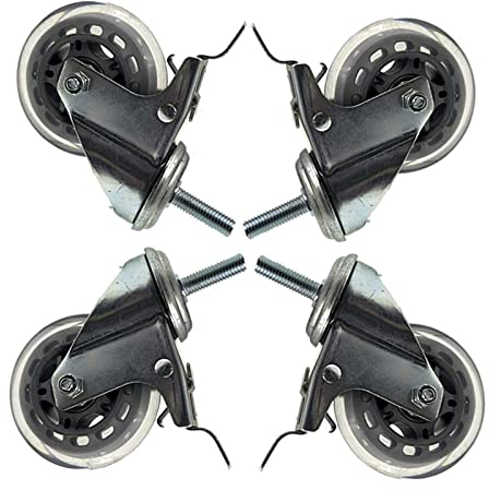 4 Stück Lenkrollen mit Vorbau, 75 mm (3 Zoll), Gewinderollen mit Bremsen, M8 x 30 mm, M10 x 30 mm, M12 x 30 mm, Möbelrollen für Blumentopfregale, Schränke, Tische und Kinderbetten (Größe: M12 x 30 m