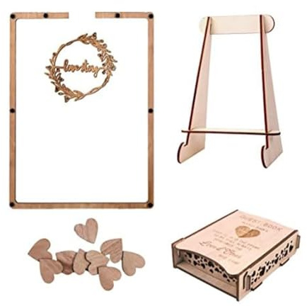 Deger a la boda rústica, a la fiesta prenatal, caja de madera en forma de corazón de 80 piezas, duradera, fácil de usar, aproximadamente 42 cm de