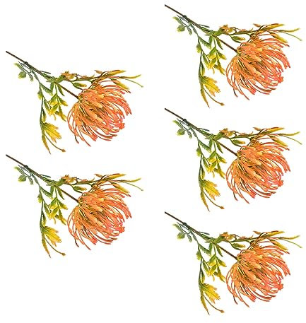 kesurpae 5X Bouquet Elegante di Fiori Artificiali meravigliosi e sofisticati per Ogni Occasione, Decorazione Domestica in plastica, Fiori Finti, Arancia