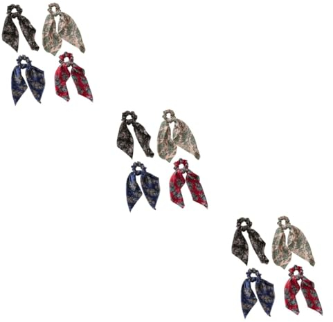 MAGICLULU 12 Stk bedruckter Haargummi Haarband Set Haarbänder bedruckter Bandana-Pferdeschwanzhalter Haarschal Seidengummis Pferdeschwanz Damen Schal Schleife Haargummi Haarseil Streifen