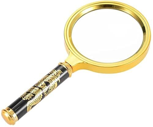 ZGYOZMNG Lupe, 70 mm, 5-fache Handlupe, Lupenbrille 500% mit Metallgriff für Bücher und Zeitungen, Hobby, Schmuck, Antiquitäten, Münzen, Steine, Briefmarken, Reparatur