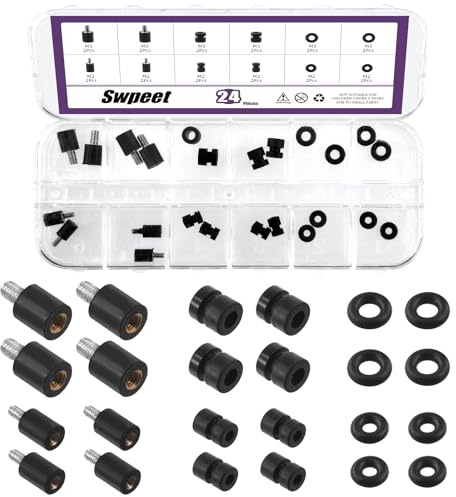 Swpeet 24Pcs M2 M3 Rubber Flight Controller Anti-Vibration Fixed Screws Damper Balls Washer O Rings Assortment Kit, Hardware Spacer Standoffs Soft Mount Vibration Shock Absorber for Flight Controller