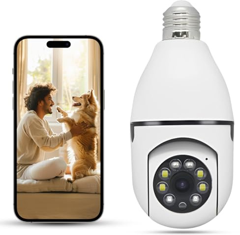 Xuzimaoyi Security Camera, Outdoor Wireless Camera 2.4G Hz Wifi Camera for Home Security, 355 Degree Panoramic, Motion Detection and Alarm, 24/7 Recording