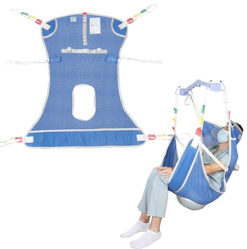EZ Assistive Hebegurt Schlinge für Toilette,Patientenhebegurte für den Transfer ältere, bariatrische, behinderte Menschen,Tragfähigkeit 500 lbs (Blau, Große Größe)