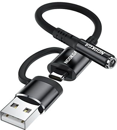 2-in-1 USB-A & USB-C to 3.5mm Audio Adapter, External Sound Card, TRRS 4-Pole AUX Female for Headphones, Speakers, PS4, PS5, PC, Compatible with iPhone 15, Pixel 8 7 6 5 4, Galaxy S24 S23 S22 S21 S20