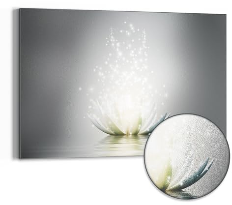 DEQORI Metall Magnettafel | 60x40 cm cm groß | Motiv Funkelnde Lotusblüte | Whiteboard für alle Magnete | Magnetboard Wand-Tafel für Küche & Büro | Design Magnetwand Pinnwand magnetisch
