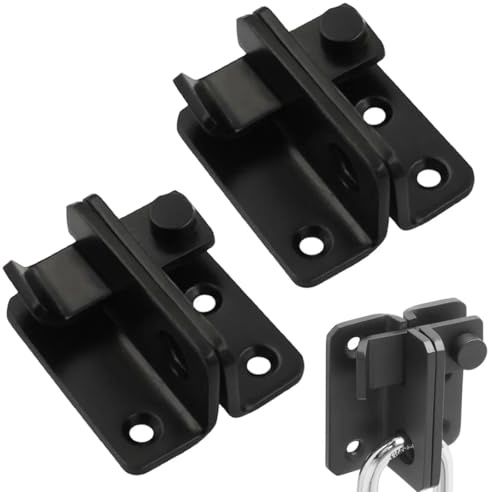Verrou Porte Coulissante Serrure Moraillon Volet Loquet Portail à Bascule,2 pièces Boulon avec Vis pour Porte, pour Porte, Fenêtre, Placard et Jardin, noir, 40x45x24 mm