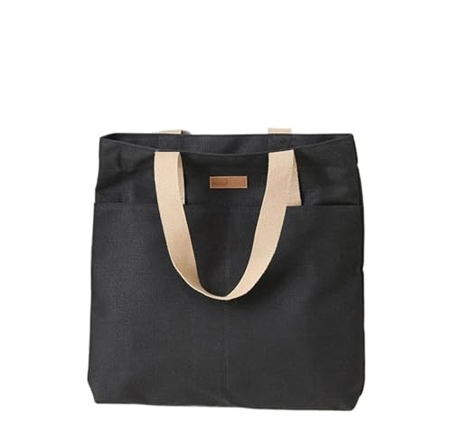AYWTIUN Canvas Tote Bag Women Canvas Tote Bag Solid Color Casual Handbag Shoulder Bag Large Capacity Cotton Reusable Shopping Beach Bag(Black)