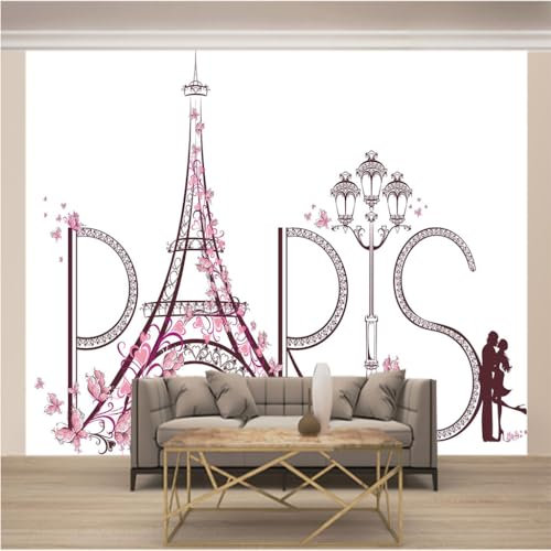 WYXWZ Papier Peint Intissé 3D Effet Murale Poster Tableaux Muraux Tapisserie Photo Trompe l'oeil Panoramique Image Maison Tenture pour Décoration Salon XXXL 366cm x 254cm (Largeur x Hauteur) Paris