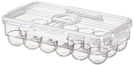 Gaxcent Eier Aufbewahrung Kühlschrank Organizer Mit Timer-Deckel, Durchsichtige Eier Kühlschrank Eierbox Kunststoff Tragbare Stapelbare Eierbox Mit Monats Tages,A