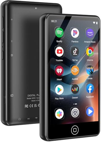 AGXOV 144GB Lecteur MP3 avec Wi-Fi et Bluetooth, Écran tactile de 4,02 pouces Lecteur MP4, Android lecteur de musique avec Spotify, Amazon Music, Deezer, FM-Radio, Sprachrecorder, E-Book-Reader (Noir)