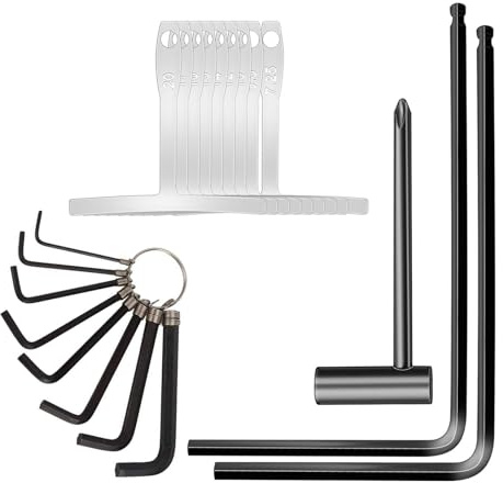20-teiliges Gitarren-Halsband-Inbusschlüssel-Set, Griffbrett, Radius-Messgeräte, Gitarrenhals, Reparaturwerkzeug für Gitarrenwartung