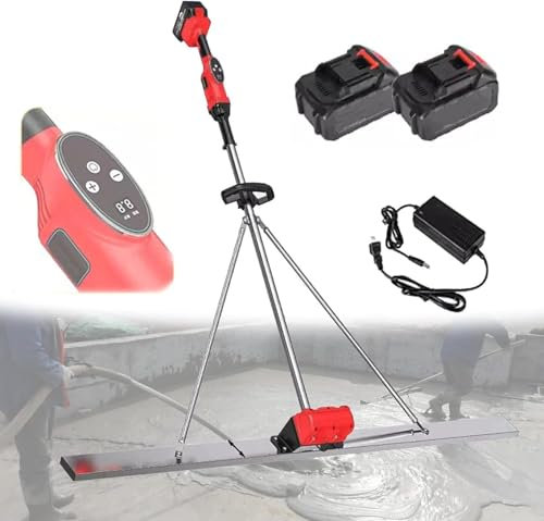 Lbxlhr Outil de Finition de Chape en béton amélioré, grattoir à béton électrique, 2 Batteries de 25 000 mA, Vitesse réglable avec grattoir de 150 cm et Moteur Vibrant, Chape électrique sans Fil