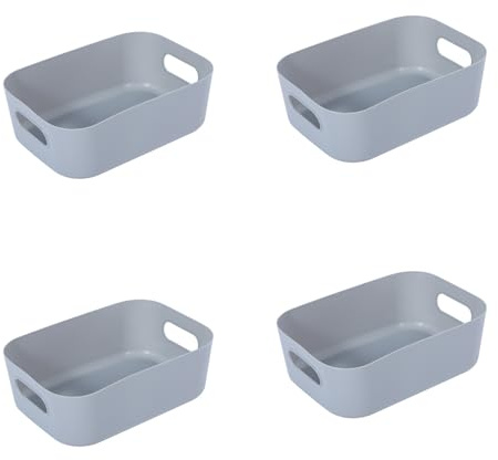 RUIBIFU Stück Aufbewahrungsbox (25 x 17 x 10cm) Boxen Aufbewahrung, Aufbewahrungskorb Kunststoff, Multifunctional Ordnungsboxen,Kitchen Schrank ​Storage Körbchen, Korb Aufbewahrung Badezimmer (Grau)