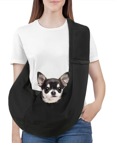 Pawaboo Trasportino per Cani di Piccola Taglia, Trasportino Reversibile a Mani Libere per Cani di Piccola Taglia e Gatti, Imbragatura per Cuccioli con Imbragatura di Sicurezza, Nero