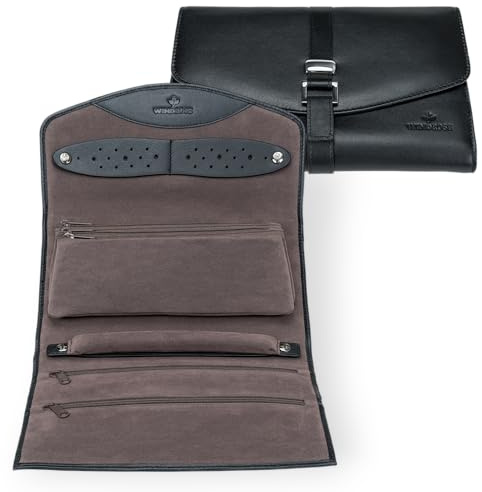 Windrose Schmucktasche XL nappa/schwarz (Vollrindleder)