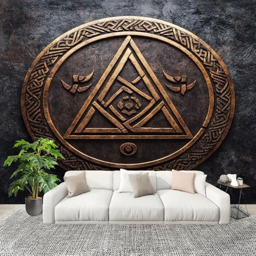 Fototapet antik mystisk run non-woven väggmålning gigantisk affisch 200 x 140 cm metalltapet för olika rum väggpapper, mode väggmålning