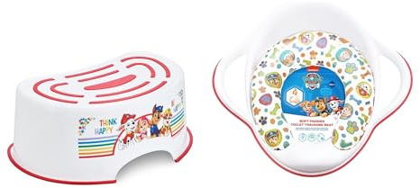 Paw Patrol Step Stool, Potty Training Toilet Seat, Plus Paw Patrol Padded Seat,Lightweight, Detachable Cushion, Anti-Stick Portable Seat 18M+ Toddler Toilet Range
