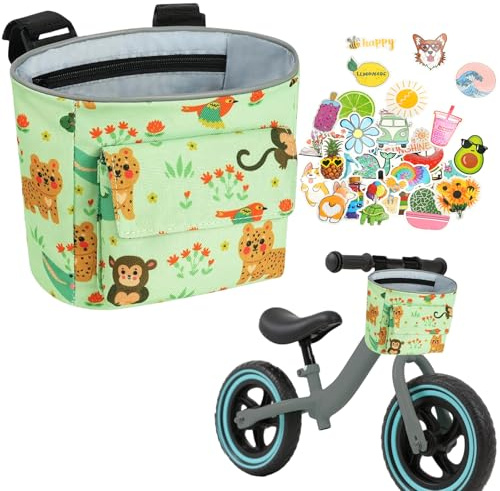 Flitronic Kids Bike Basket, Waterproof Bicycle Handlebar Bag, Detachable Bicycle Basket with Cartoon Pattern for Balance Bike