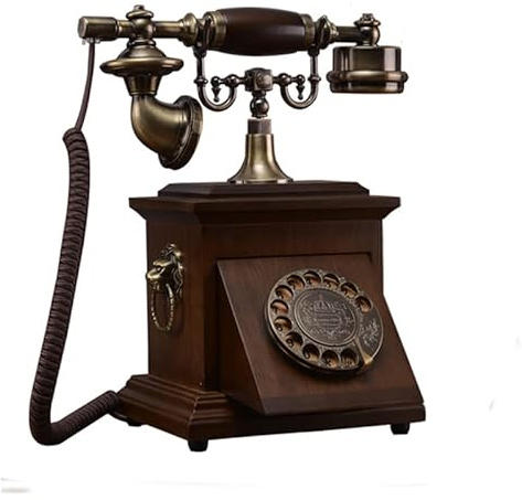 SRFTT Téléphone Filaire rétro, téléphone Fixe de Bureau Vintage, téléphone de Bureau Classique en Bois à l'ancienne avec, B
