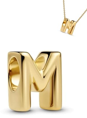 WEIMU Buchstaben Charms Gold Charms Anhänger Silber 925 für Armbänder, Stopper charm anhänger,beads charms,kompatibel mit europäischen Armbändern und Halskette für Frauen