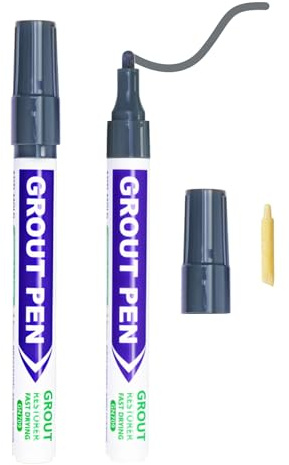 2Pcs Grout Pen,Dark Grey Tile Paint for Tiles Bathroom Designed for Restoring Tile Grout in Wall Floor Bathrooms Kitchens