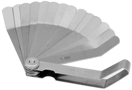 Calibro di spessimetro for valvole metriche da 0,127 a,508 mm, 16 lame, in acciaio inossidabile, for punterie a gioco