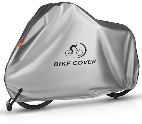 Bike Cover, Bike Covers for Outside Storage, EBike Cover Waterproof 300D Oxford Fabric with Lock Holes Anti Dust Rain UV Protection for Mountain Bike/Road Bike