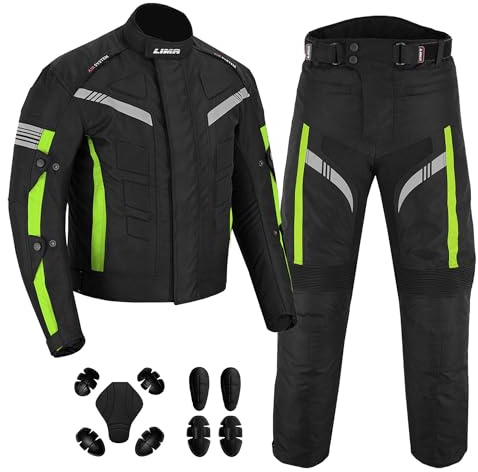 Mens Motorbike 2 Piece Suit Cordura Motorbike Jacket and Trousers CE armoured Waterproof protective Gear For mens boys Riders all season suit