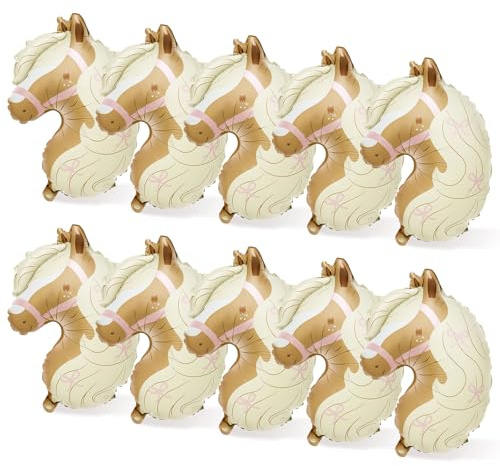 BAODBF Pferde Luftballon 10 Stück Folienballon Pferd Groß Helium Set 43.5x60 cm für Mädchen Kindergeburtstag Pferdegeburtstag Cowgirl Party Deko
