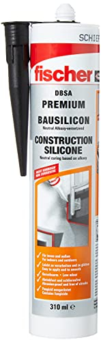 fischer Premium-Bausilikon, geruchsarmes Silikon, wetterfeste Dichtmasse für Innen & Außen, Kartusche für zahlreiche Anwendungen und Baustoffe, Langzeitschutz vor Schimmel, 310 ml, schiefergrau