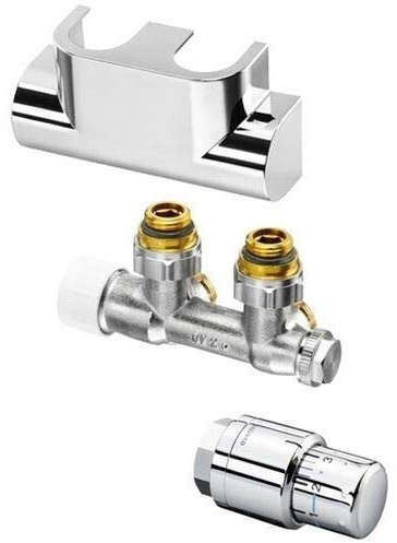Oventrop Badheizkörper-Anschluss-Set 6 Eck, Edelstahl-Design