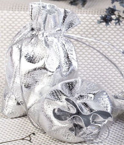 irsa24 Säckchen 9x12 cm Organzasäckchen Schmuckbeutel Wedding Beutel Hochzeit Silber (500)