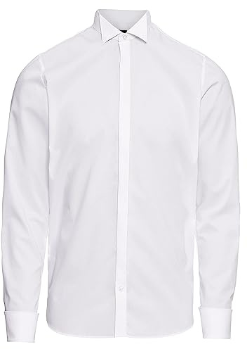 Olymp 3077 65 00 Chemise de smoking pour hommes avec col cassé Poignets mousquetaires. Blanc. - blanc - 40