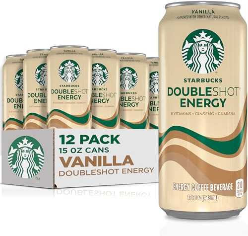 Starbucks Doubleshot Energy Drink Coffee Beverage, Vanilla, Iced Coffee, 15 fl oz Cans (12 Pack)