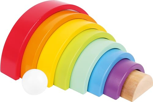 Elementi da Costruzione in Legno Arcobaleno Grande, in Legno, Gioco ad Incastro per la motricità, dai 12 Mesi