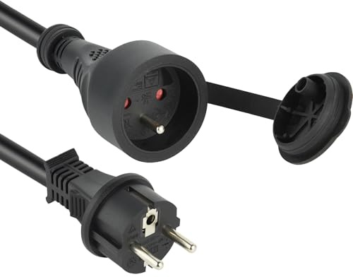 Electraline Electraline 200122 Rallonge Prolongateur électrique IP44 Profesionnelle étanche - Section 3G1,5 mm², pvc, Noir, 10 M